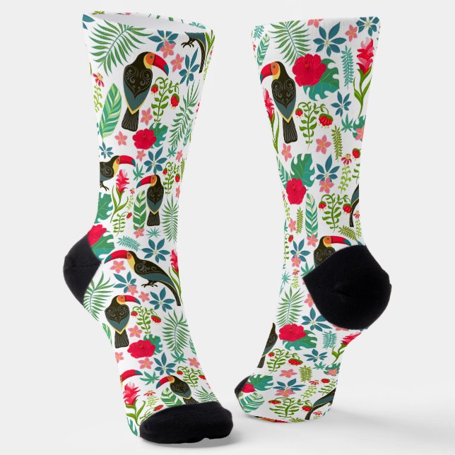 Chaussette Toscanes et fleurs tropicales colorées motif (Angulaire)