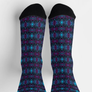 Chaussette Tourbillon Abstrait Aqua Magenta et Noir