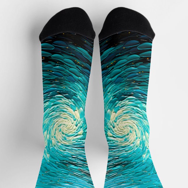 Chaussette Tourbillon océan turquoise abstrait (Haut)