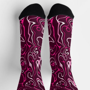 Chaussette Tourbillons abstraits damas rose chaud motif frais