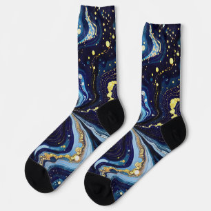 Chaussette Tourbillons vibrants de bleu et d'or 3