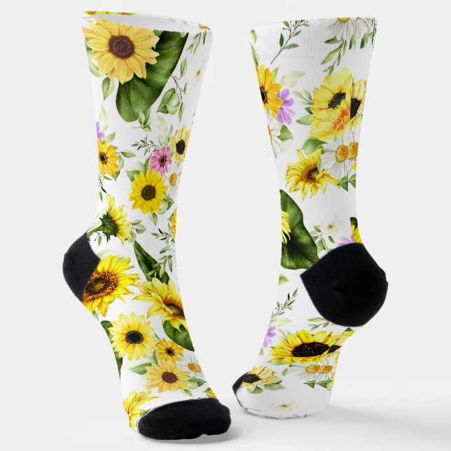 Chaussette Tournesol à l'aquarelle 7 (Angulaire)
