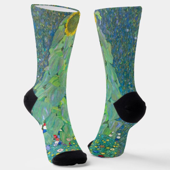 Chaussette Tournesol par Klimt, Art Nouveau Fleurs Vintage (Angulaire)
