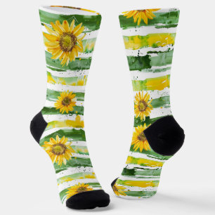 Chaussette tournesol peint