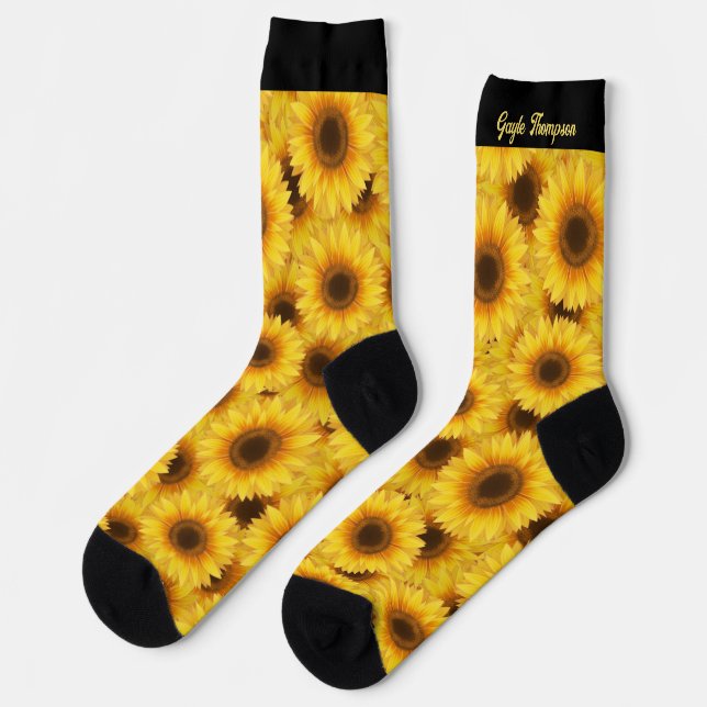 Chaussette Tournsoleils Jaune Clair avec Nom de l'Équipe (Gauche)