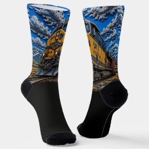 Chaussette Train moteur diesel jaune effet 3D