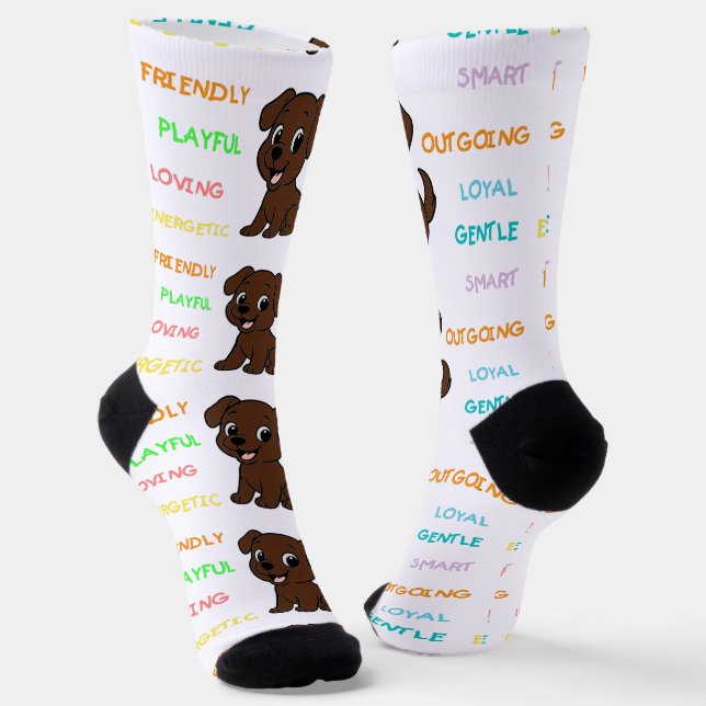 Chaussette Traits de Labrado Retriever Chocolat de Dessin Ani (Angulaire)