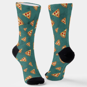 Chaussette Tranches de pizza cool motif sarcelle vintage