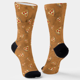 Chaussette tranches de pizza cool vintage orange brun motif
