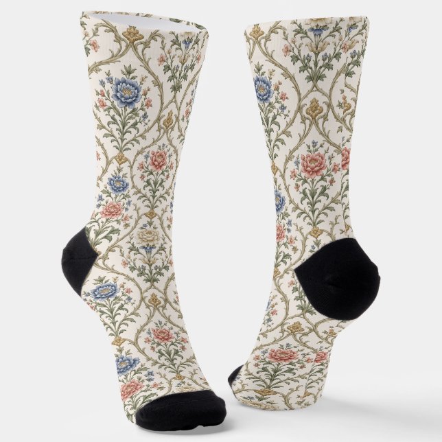 Chaussette Treillis Floral Sophistiqué Structuré (Angulaire)