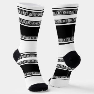 Chaussette Tresse en dentelle noire et blanche et rayures hor