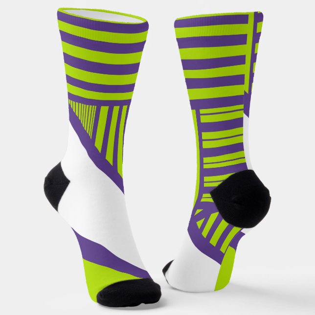 Chaussette Triangle en Lime Vert & Violet (Angulaire)