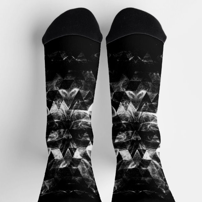Chaussette Triangle géométrique Noir et blanc motif fumé (Haut)