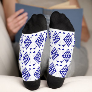 Chaussette Triangles géométriques bleus