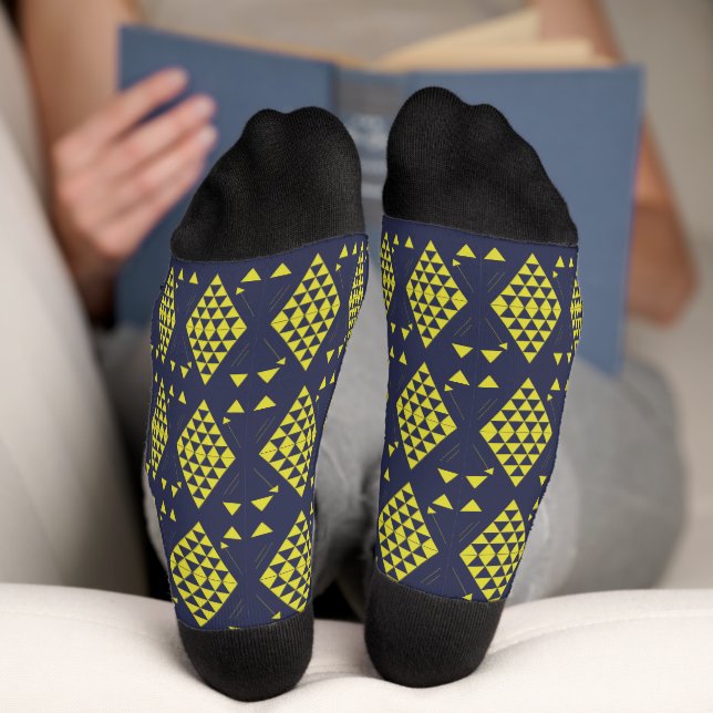 Chaussette Triangles géométriques jaunes (Fond)