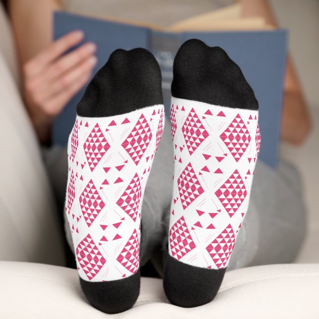 Chaussette Triangles géométriques roses (Fond)
