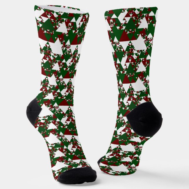 Chaussette Triangles rouge et vert 2 chaussettes (Angulaire)