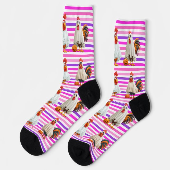 Chaussette tricher ou traiter le poulet fantôme (rose) (Gauche)