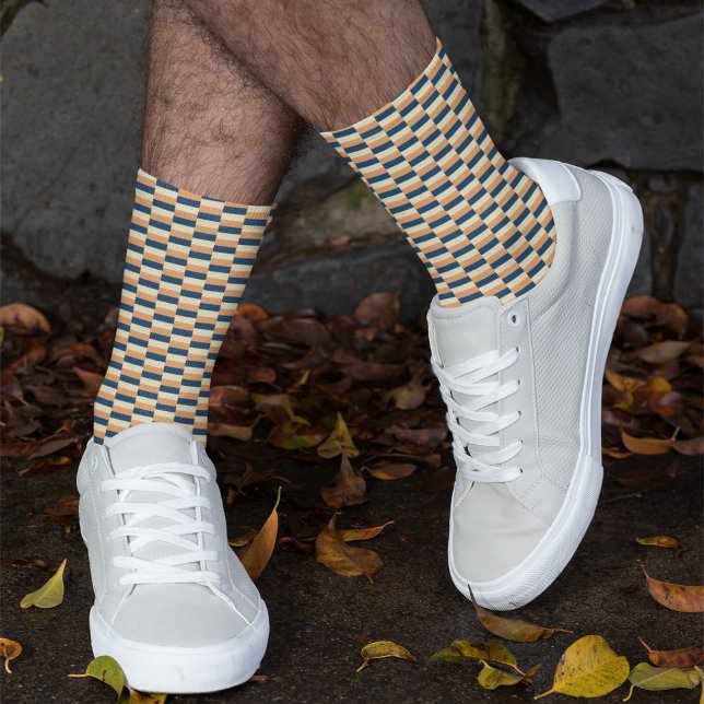 Chaussette Tricolore (bleu, jaune, terre cuite) (Créateur téléchargé)