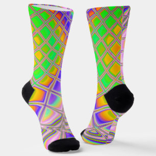 Chaussette Tripant Groovy Vibrant Art Digital Fractal Abstrai