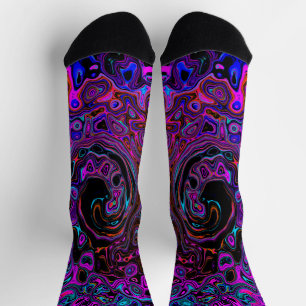 Chaussette Tripant noir et magenta tourbillon liquide rétro
