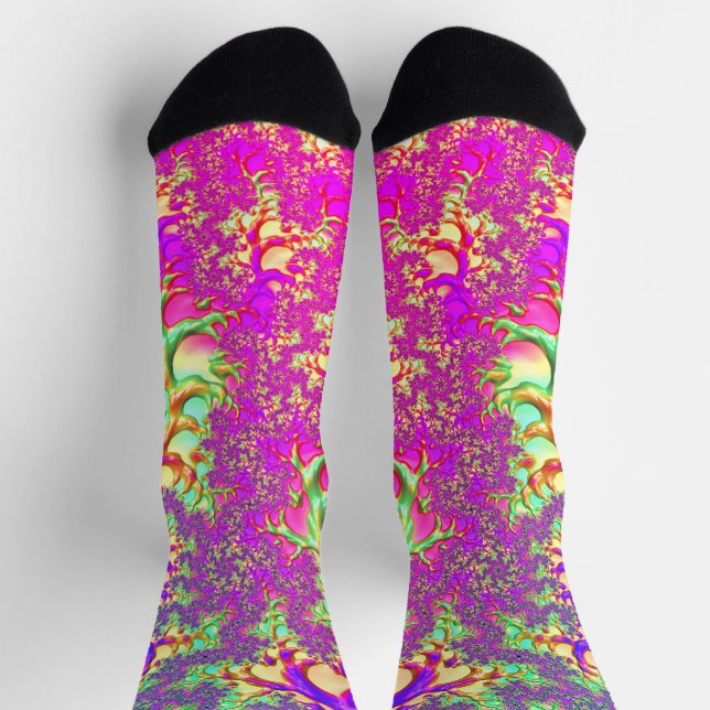 Chaussette Trippy Funky Vibrant Neon Super Acide Trip Fractal (Haut)