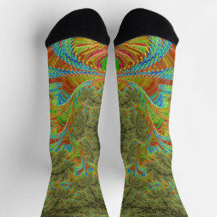 Chaussette Trippy Psychedelic Spiral Fractal Art