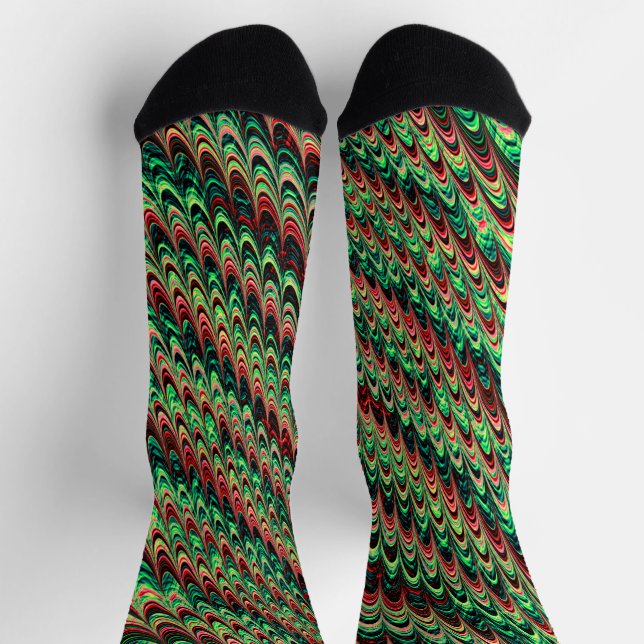 Chaussette Trippy Ripply Ripply Bohemian Funky Fractage Art (Haut)