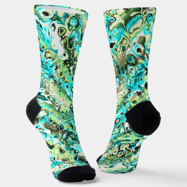 Chaussette Trippy Vibrant Boho Super Hippie Marbre fractal (Angulaire)