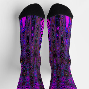Chaussette Trippy violet et noir rétro ondes atomiques