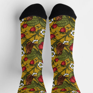 Chaussette Troglodytes et fraises sur moutarde