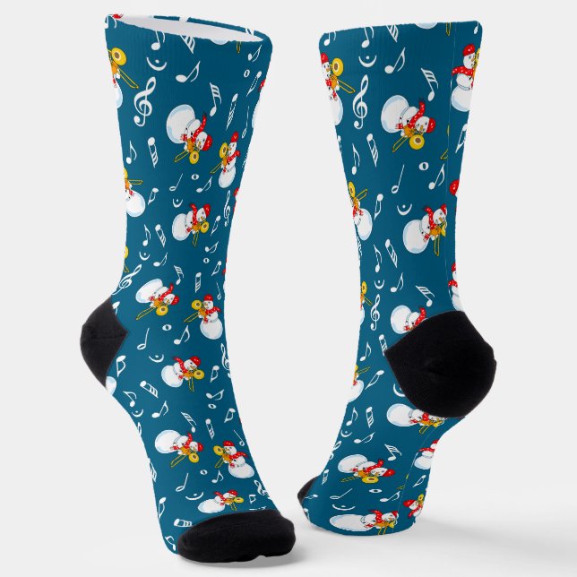Chaussette Trombone Snowman Music Notes Motif (Angulaire)