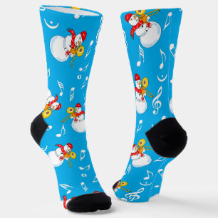 Chaussette Trombone Snowman Music Notes Motif