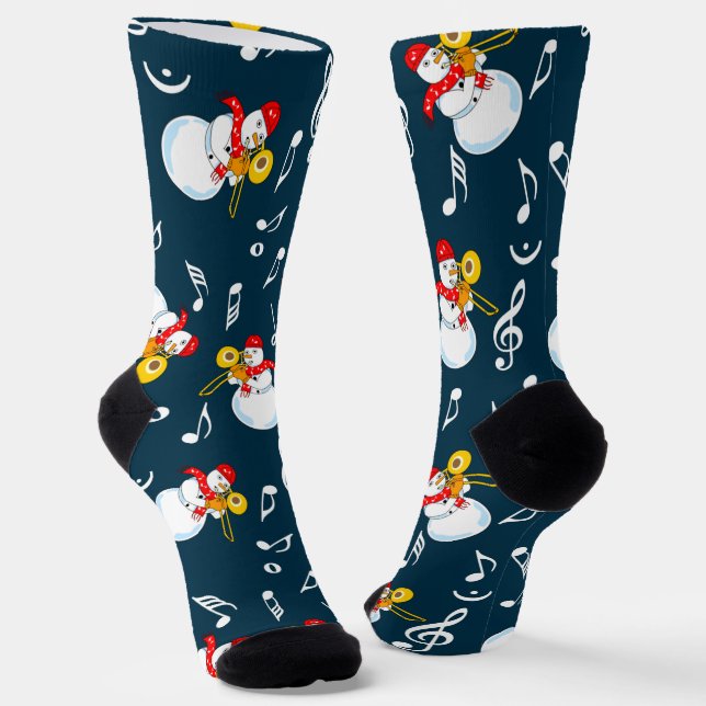 Chaussette Trombone Snowman Music Notes Motif (Angulaire)