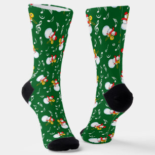Chaussette Trombone Snowman Music Notes Motif