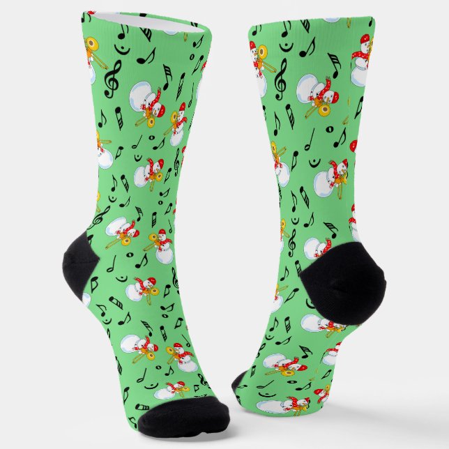 Chaussette Trombone Snowman Music Notes Motif (Angulaire)