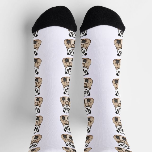 Chaussette Trop fatigué pour fonctionner Panda Café Dessin an (Haut)