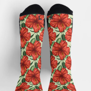 Chaussette Tropical floral transparent motif rouge enveloppé