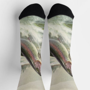 Chaussette Truite arc-en-ciel, pêcheur à la ligne vintage pêc