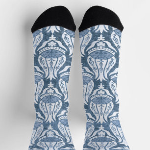 Chaussette Tulipe et Treillis Art Floral Bleu de William Morr