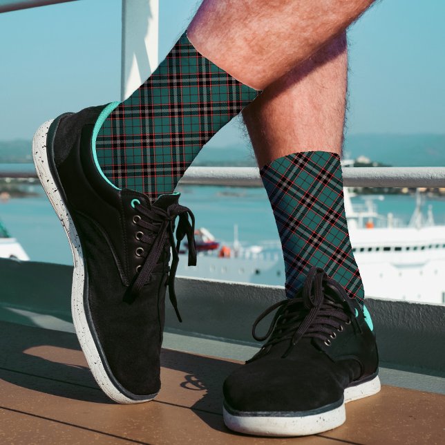 Chaussette Turquoise et rouge Plaid Classy Bold Motif Modern  (Créateur téléchargé)
