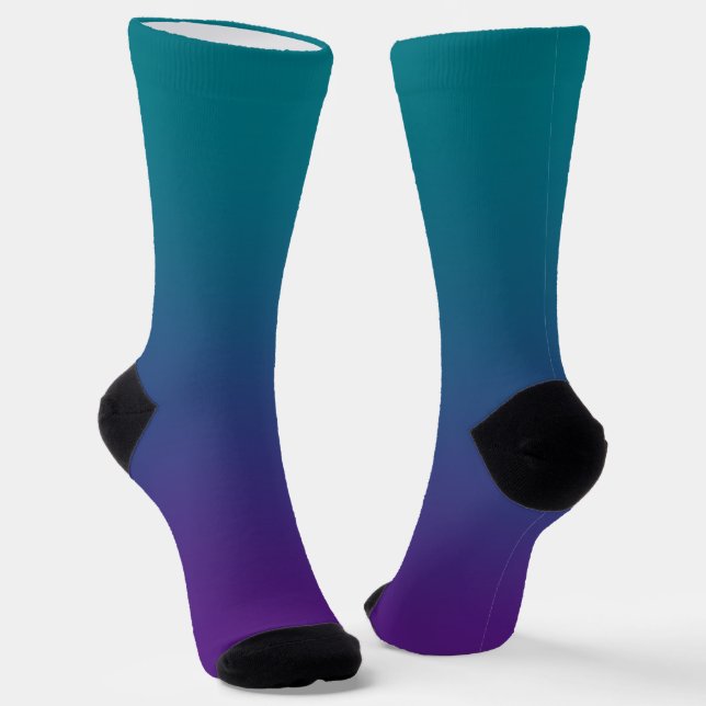 Chaussette Turquoise foncé Dégradé de pourpre royal moderne (Angulaire)