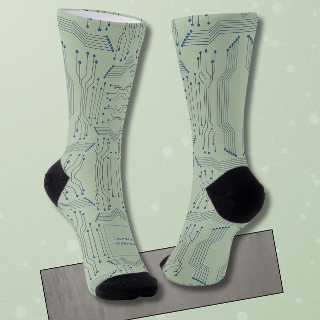 Chaussette Type IT bleu Circuit imprimé sur vert (Créateur téléchargé)