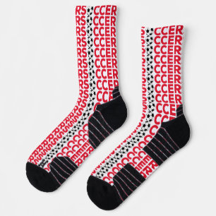 Chaussette Typographie Rouge Classique de Football Gras Fan d
