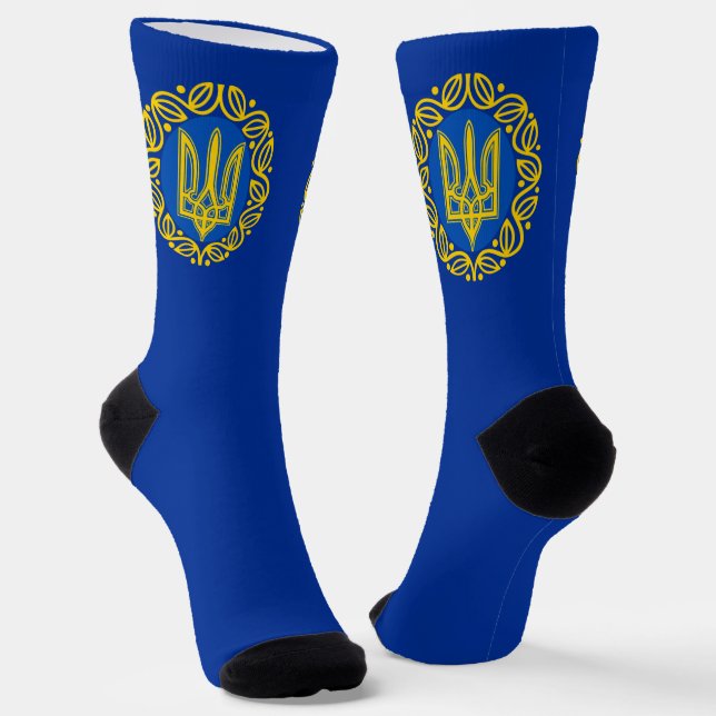 Chaussette Ukraine, Drapeau, Armoiries, Tryzub République ukr (Angulaire)