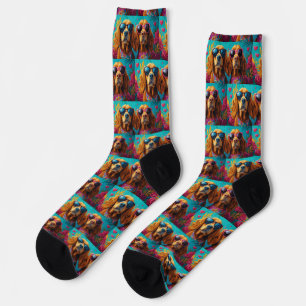 Chaussette Un couteau rouge irlandais avec coeur Roses Saint-