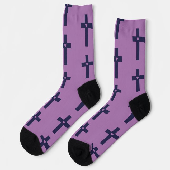 Chaussette Une croix avec un cœur d'amour sacré (Gauche)