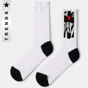 Chaussette Unisex Chaussettes Tendance Art Abstrait Noir Blan