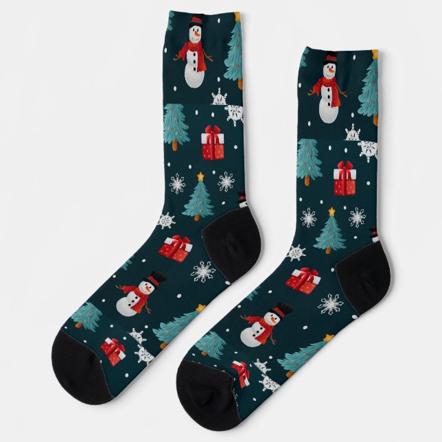 Chaussette unisexe à équipage de bonshommes de nei (Gauche)