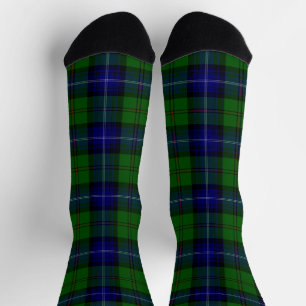 Chaussette Urquhart tartan bleu vert plaid